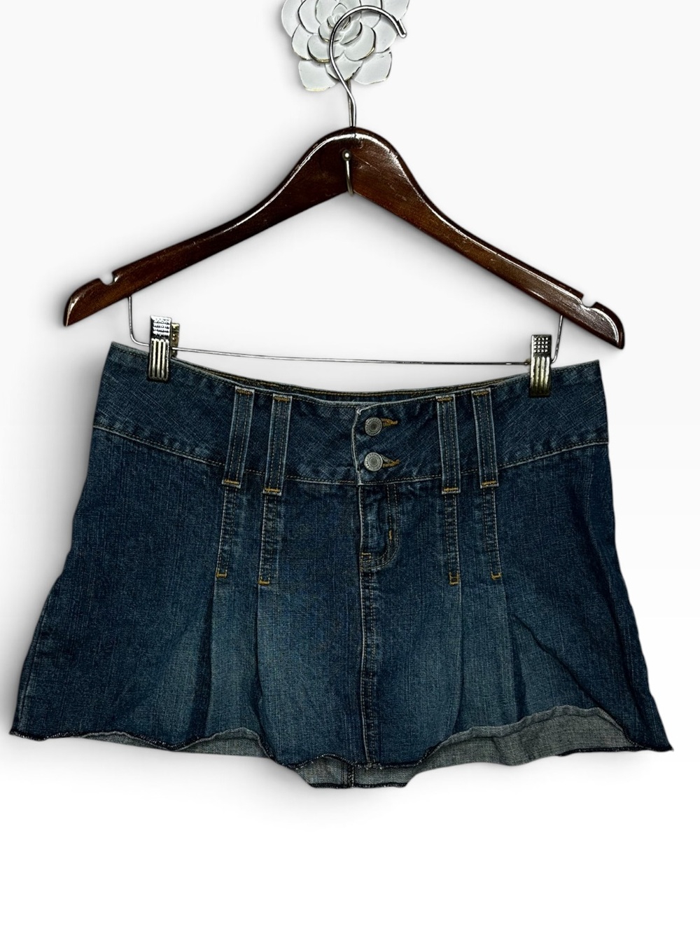 Vintage Y2K Abercrombie & Fitch Size 4 Denim Mini Skirt Pleated USA Made Dark